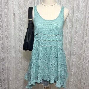 Free People Intimately Blue Polka Dot Top Dress Women's XS Flowy Sleeveless‎